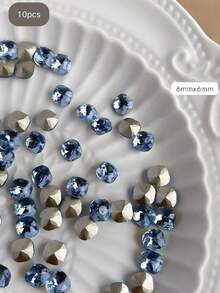 10pcs Fall Autumn Christmas New Nail Art K9 Crystal Rhinestone Decor, Super Shiny Fat Square Diamond Accessories, Pointed Bottom Rhinestones, Exquisite Versatile Nail Decorations, Same As Nail Salon Style - Multicolor - View 9