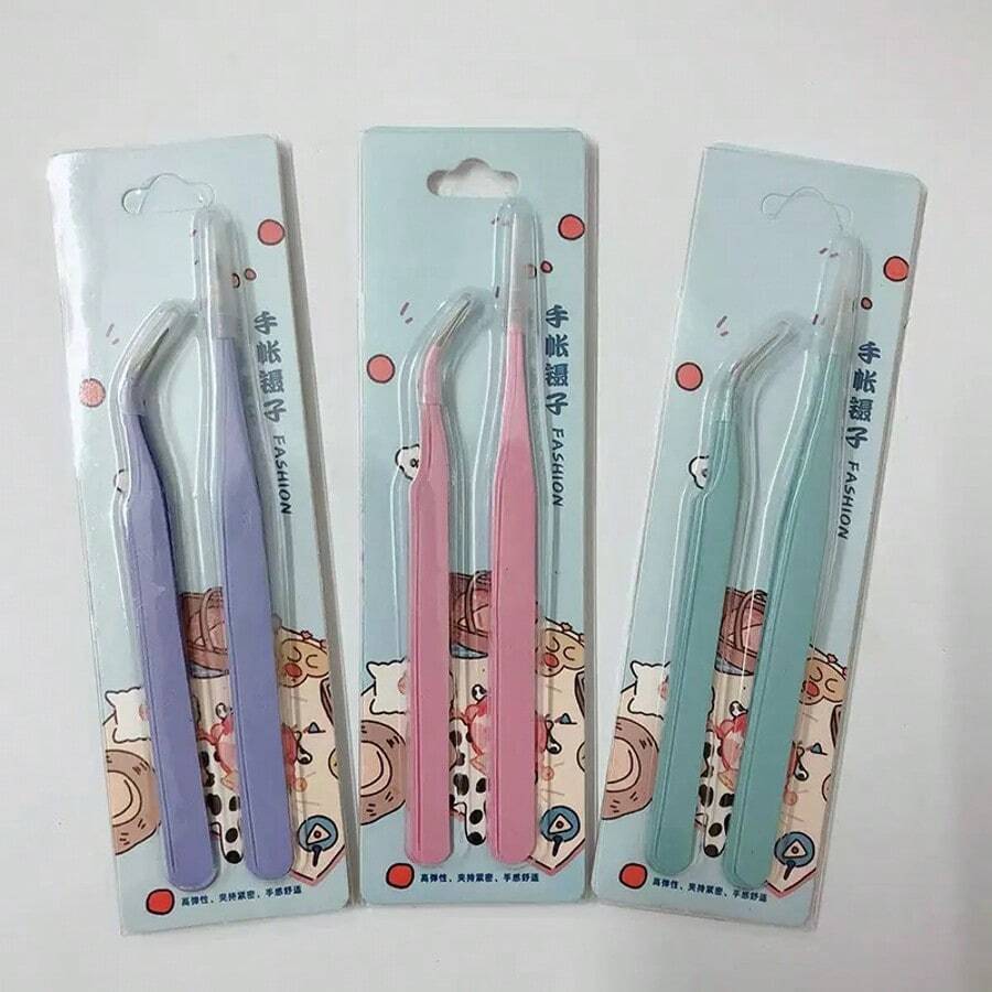 2pcs Tweezers, Stickers And Washi Tape Picker, Multi-Functional Stationery, DIY Scrapbooking, School Supplies, Back To School - Multiple Styles - View 1