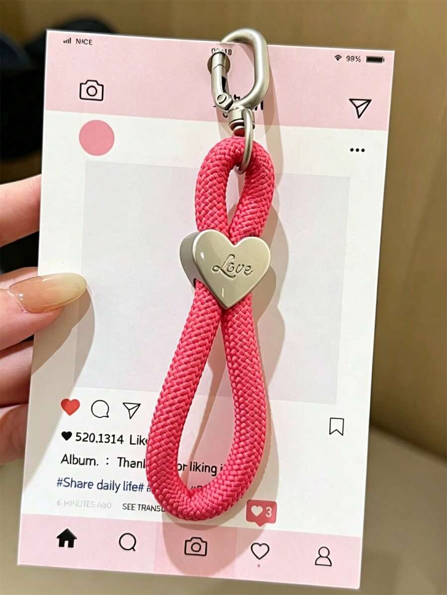 Simple Heart Colorful Short Hanging Rope Mobile Phone Lanyard Minimalism Solid Color Lovely Fashion Bag CCD Universal Accessories