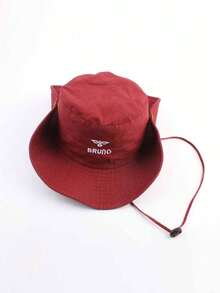 1pc Unisex Wide Brim Solid Color Embroidered Bucket Hat, Korean Style Fashion Retro Sun Hat For Spring Summer Autumn Winter, Versatile Outdoor Cycling Hiking Sun Protection Hat, Suitable For Daily Use, Back To School, Autumn Outings - A - View 8