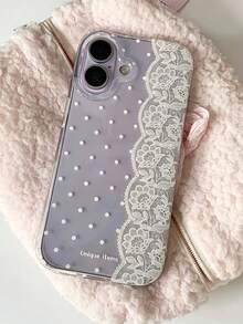 1PC Ins Black & White Lace Polka Dot IMD Full Coverage Shockproof TPU Phone Case Compatible With Apple 11 Pro Max/12 Pro Max/13 Pro Max/14 Pro Max/15 Pro Max/16 Pro Max/17 Pro Max/18 Pro Max - Multicolor - View 3