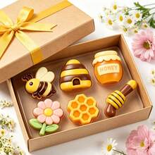1pc 6-Cavity Bee & Flower Silicone Mold, Themed Silicone Soap Mold, Bee Honeycomb & Flower Candle Mold, Suitable For DIY Crafts, Wedding Decor, Polymer Clay, Candles, Plaster - Pink - View 9