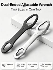 4/1pc 8-22mm Double-Ended Adjustable Wrench, High Carbon Steel Anti-Slip Universal Self-Locking Wrench, Multi-Function Repair Manual Tool, Random Color - Multiple Styles - View 2