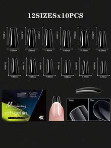 Fake Nail Tips, Used For Nail Extension, Full Cover Artificial Nails, Acrylic Material, Short Artificial Nails, American Capsule Long Soft Gel Almond Shape Nails, DIY - Clear - View 17