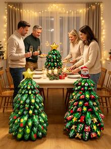 6/9pcs Assembled Christmas Tree Aluminum Foil Balloon Set, Star Christmas Tree, Santa Claus Christmas Tree Balloons, Christmas Decoration Balloons, Holiday Photo Props - Assembly Christmas Tree - View 3