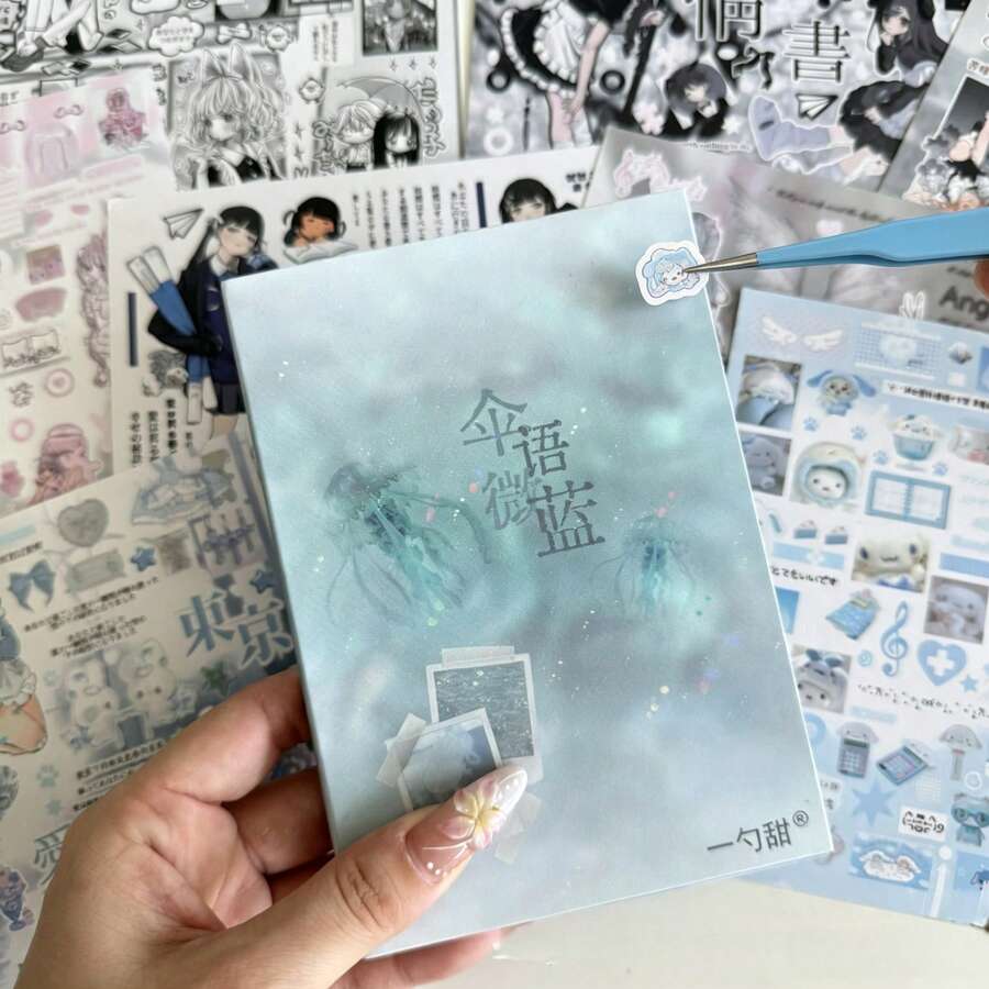 32pcs Korean Die-Cut Sticker Book, Matte & Glitter Variety Decorative Stickers - Color - View 1