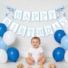 1 Set Gender Revealing Party Set Rosa Blau Geburtstagsbanner & Bär Geschlechter Tischdecke Baby Party Hintergrund Dekoration Geeignet für Outdoor Party Zubehör - Verschiedenfarbig - Übersicht 8