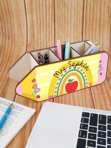 Tempat Pena Berbentuk Pensil yang Dapat Disesuaikan, Penyimpanan Meja yang Dipersonalisasi, Tempat Pena Gaya Warna-warni yang Lucu, Dapat Disesuaikan Nama, Dapat Disesuaikan Aksesori Meja, Meja Kantor, Meja Belajar, Hadiah Hari Guru, Hadiah Ulang Tahun, Guru, Teman dan Keluarga - MultiWarna - View 3