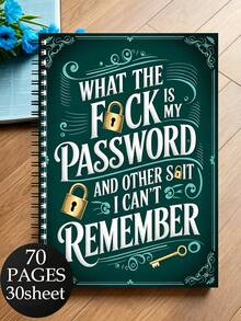 Fun Spiral Bound Password Notebook, Teal Cover With Gold Key Design, 70 Pages, For Securely Recording Internet And Computer Login Names And Passwords, Suitable For Home, Office Or Scrapbook Set, Password Book, School Supplies, Back To School - Multicolor - View 14