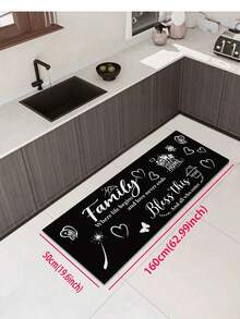 1pc Non-Slip Oil-Resistant Absorbent Kitchen Mat, Simple Rectangular Dirt-Resistant Carpet, Suitable For Living Room, Bedroom, Hallway, Bathroom And Laundry Room Polyester Carpet, Suitable For Indoor And Outdoor Home Decor. - Multicolor - View 14