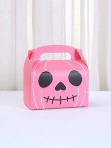 12/6 pezzi Scatole regalo Ognissanti a tema mostri cartoni animati, scatole monopezzo con coperchio a ribaltamento e manico a forma di corno, con disegni carini di cartoni animati: mummia bendata, gatto nero, testa di zucca, vampiro, teschio rosa - Stili multipli - Visualizzare 4