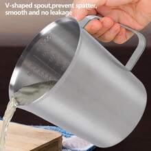 1000 Ml 304 Stainless Steel Measuring Cup, Metal Measuring Jug With Scale, Heat-Resistant Liquid Measuring Container For Baking, Cooking, Barista - Silver - View 2