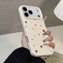 Heart Print Faux Leather Texture Anti-Fall Anti-Scratch Anti-Slip Phone Case Set, Kawaii Heart Aesthetic Design Compatible With IPhone 11/12/13/14/15/16/16 Plus/17/17 Pro/17 Pro Max - Multicolor - View 5