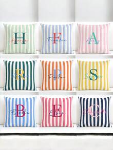 1pc Customizable Name And Text Printed Soft Pillowcase, Personalized Throw Pillow Cover For Wedding Holiday Room Decor, No Pillow Insert, Durable, Breathable, Washable Fabric, Birthday Gift - Multicolor - View 3