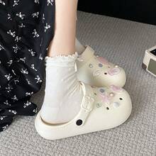 夏季新款女式穆勒涼鞋，EVA透氣軟底舒適休閒百搭沙灘鞋 - 白色 - 查看 3