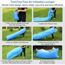 Outdoor Inflatable Sofa Chair (With Storage Bag), Portable Inflatable Sofa, Outdoor Inflatable Mattress, Inflatable Beach Lounge Chair, Enhanced Headrest Design, Suitable For Camping, Beach Trips And Hiking, Easy To Set Up - Multicolor - View 12