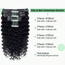 Deep Wave Clip In Hair Extensions Human Hair Brazilian Clip In Natural Black Color Clip Ins Remy Hair 16-26 Inch For Women - Natural Black - View 4