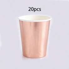 10個/20個/50個/100個玫瑰金箔紙杯，一次性派對杯，派對用品，適用於冷熱飲、茶、咖啡、水、牛奶、果汁，亮片全息玫瑰金，野餐、居家、生日、婚禮、週年紀念、聖誕節 - 玫瑰金 - 查看 7