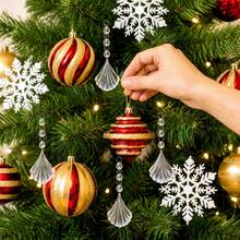 30PCS DIY New Elegant New Acrylic Crystal Drop Beads Christmas Ornaments Tree Decorations Garland Chandelier Hanging Crystals For Wedding Party Celebration Decor - Fan-shaped - View 2