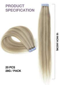 20 piezas de extensiones de cabello con cinta adhesiva, cabello humano real, 14-22 pulgadas, cinta adhesiva indolora de doble cara, extensiones de cabello con cinta adhesiva invisibles, rectas, adecuadas para fiestas, disfraces de Halloween - S18/613 - Ver 12