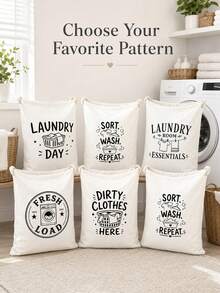 Large Capacity Drawstring Laundry Bag (Multiple Patterns) - Durable And Sturdy, Suitable For Travel, Dorm, School And Home Storage. Extra Large Washing Machine Pattern Laundry Bag, Reinforced Drawstring Design, Machine Washable, Ideal For Travel Clothing Storage, Closet Organization And Bedroom Storage. - Multicolor - View 2