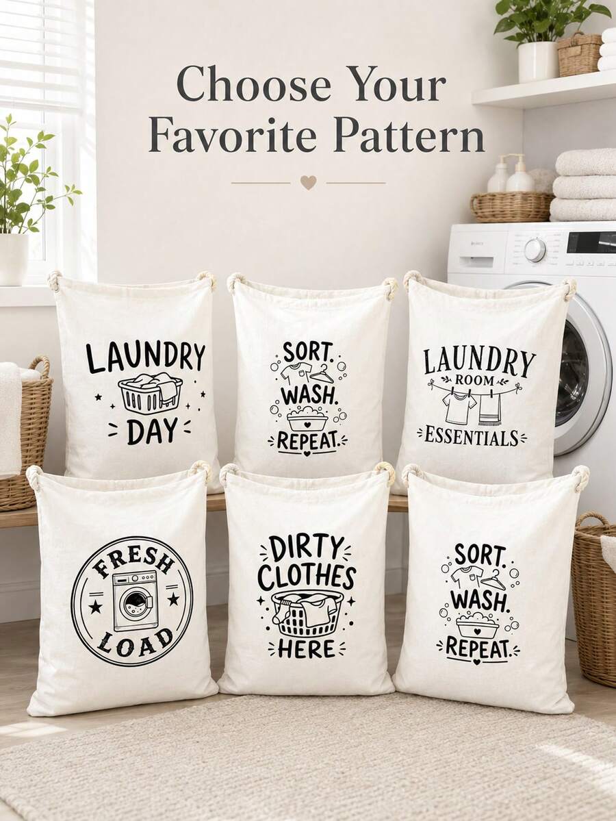 Large Capacity Drawstring Laundry Bag (Multiple Patterns) - Durable And Sturdy, Suitable For Travel, Dorm, School And Home Storage. Extra Large Washing Machine Pattern Laundry Bag, Reinforced Drawstring Design, Machine Washable, Ideal For Travel Clothing Storage, Closet Organization And Bedroom Storage.