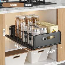 Pull Out Cabinet Organiser, 2 Pack Slide Out Drawer Storage Shelves, Extendable Kitchen Cupboard Organiser With Smooth Glide Rails, Heavy Duty Pull Out Shelf For Pantry, Bathroom & Under Sink - Black - View 6