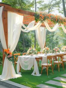 Lightweight Mesh Fabric, Wedding Drapes, Multiple Colors Available, Outdoor Drapes Decoration, Party Backdrop Setup, Wedding Arch, Wedding Fabric, Outdoor Garden Decoration, Wedding Season, Birthday Holiday Party Decoration, Party Backdrop, Garden Mesh, Ideal Choice For Gifts, Gathering Mesh Decoration - A - View 6