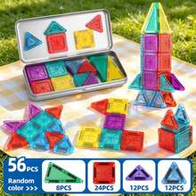Mini Travel Kids Set, Magnetic Building Blocks Children's Toy And Game, Montessori Preschool Classroom Essential Educational Learning Sensory Toy, Suitable For Boys And Girls 3 Years And Older Birthday Gift - 彩色 - 查看 8