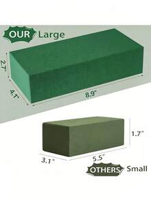 Absorbent Green Wet & Dry Floral Foam Brick, Suitable For Floral Arrangements, Spring Crafts, Home Bedroom Kitchen Bathroom Decor, Ideal Wedding & Birthday Party Accessory, 5.51"*3.14"*1.77" - Regular Model - View 2