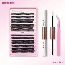 Wispy Cluster Eyelashes 600pcs DIY Single Cluster Lash Extensions, Natural Look D Curl 9-16mm, Ultra Lightweight Soft Base Band, Reusable 30D/40D/50D/60D/80D/100D - Multicolor - View 13
