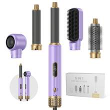 UKLISS 5-In-1 Hot Air Brush & Hair Dryer With LCD Temperature Display And 5 Accessories: Auto Curler, Smoothing Brush And Round Volumizing Brush. Suitable For Wet/Dry Hair, All Hair Types. Perfect For Home, Salon, Travel And Gifts - Multicolor - View 14
