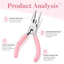 High-Quality Carbon Steel Round Serrated Jewelry Pliers - Pink, Suitable For DIY Beading And Handmade Crafts - Multicolor - View 4