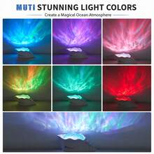 7-Color Shell Ocean Wave Projection Light, Ocean Wave Projection Light, Adjustable Aurora Projection Light, Suitable For Shower Room, Bathroom, Bedroom Ocean Decor - White - View 3