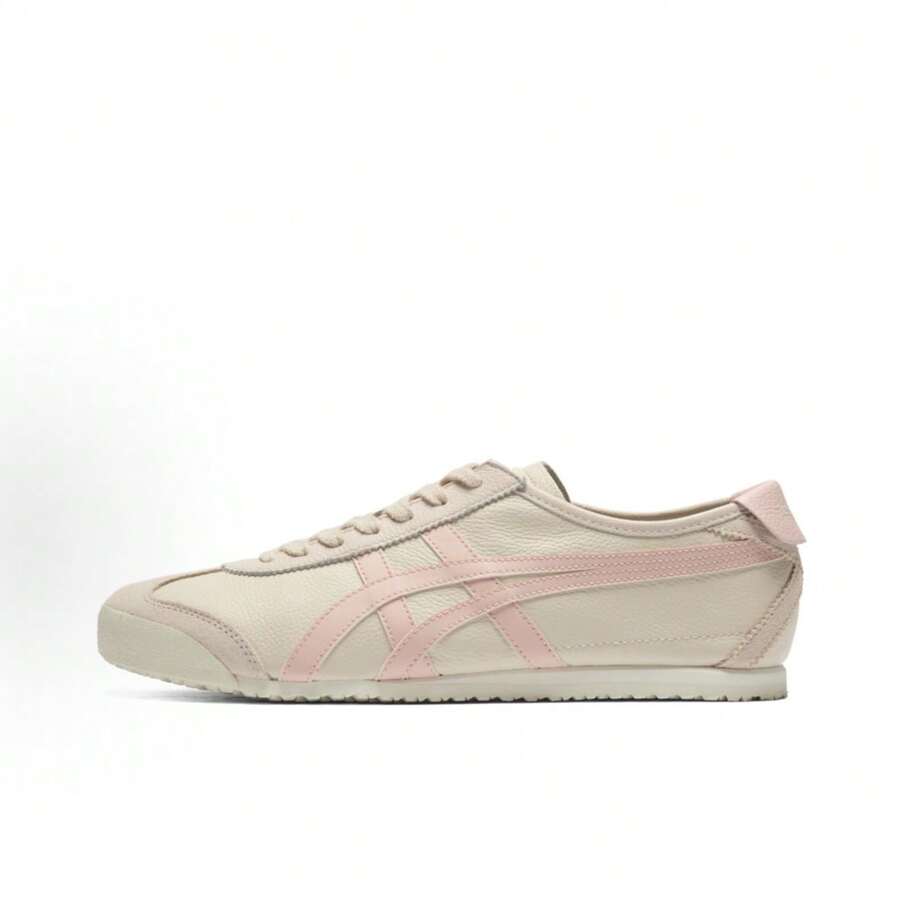 Asics Authentic Onitsuka Tiger Mexico 66 Leather Sneakers - White/Blue/Red Classic Low-Top | Premium Japanese Heritage Footwear | Slim-Profile Lightweight Trainers - 藕粉色 - 查看 1