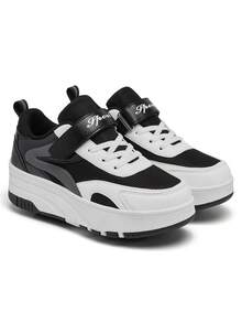 1 Paar Kinder Magic Hook Design 4-Räder Rollschuhe, abnehmbare Dual-Use dicke Sohle Low-Top Mesh süße Sport Rollschuhe, Kindergeschenk - Schwarz und Weiss - Übersicht 14