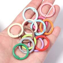 20pcs/Pack Colorful Metal Round Spring Rings 23mm, Dopamine Open Split Rings, Handmade Jewelry Key Chain Clasp DIY Accessories, Bag Buckle Spring Hook Pendant Materials - Spring Ring - View 3