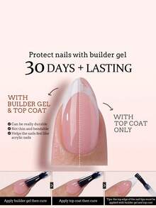 24 Stück French Manicure Nagelaufkleber, cremeweiße French Tip kurze quadratische Nagelaufkleber, weiche Gel Kunstnägel, Soak-Off Acryl Nagelverlängerungen - Verschiedenfarbig - Übersicht 5
