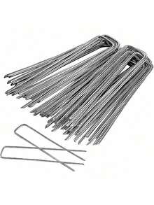 U-Shaped Garden Stakes, Heavy-Duty Fence Posts, Lawn Staples, Galvanized Landscape Nails For Securing Grass Lawn Barriers And Ground - Multicolor - View 11