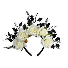 1pc Creative Rose Flower Headband, Dark Style Costume Headpiece, Cosplay Makeup Party Holiday Festival Headband,Halloween - Multicolor - View 8