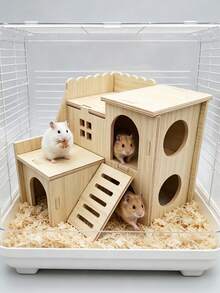 Double-Layer Hamster Hideout - Self-Assembly Required, With Climbing Ladder And Multi-Chamber Partitioned Small Pet House, Universal Cage For Hamsters, Hamster Cage Interior Decor, Daily Climbing And Exercise - one-size - View 1