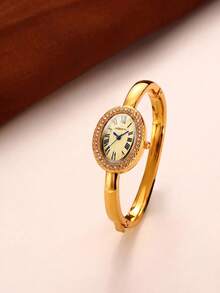 1pc Women's Minimalist Vintage Exquisite Small Versatile Bracelet Quartz Watch Suitable For Daily Wear - Gold - View 3