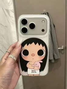 1pc Coquette Cartoon Phone Case Adorable Big Eyed Xiaoyu & Mini Pink Rabbit Pattern Clear Soft Anti-Collision Phone Shell Teen Girls Cute Style Gift Compatible With Apple 11/12/13/14/15/16/17 Pro Max - Multicolor - View 4
