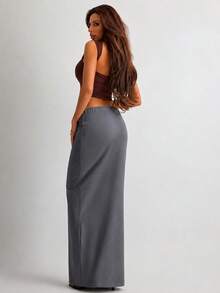 Women Straight Fit Long Vacational Skirt - Grey - View 3