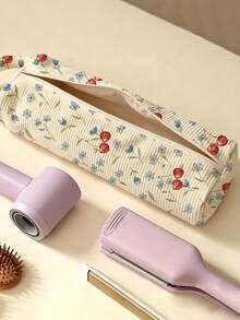 Floral Quilted Hair Dryer Storage Bag With Handle, Large Capacity Hair Tool Organizer, Soft Material Travel Storage Bag (Suitable For Hair Dryer, Curling Iron And Hair Brush), Women's Portable Zipper Makeup Bag; Applicable Scenes: Home, Travel, Vacation, Campus; Multi-Functional Storage (Cosmetics, Skincare, Toiletries); Travel/Cruise/Dormitory Essential; Suitable As A Gift For Bridesmaid, Mother, Friend Or Teacher. - Multicolor - View 7