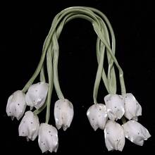5PCS Rhinestone Studded Tulip Bud Flower Rope Ribbon, Sweet Style 3D Fabric Flower, Party Wedding Daily Wear Hair Accessory Clothing DIY Supplies, Shoe Hat Bag Decoration, Gift Packaging Decoration For Elders, Handmade Floral Craft Material - Tulip - View 12