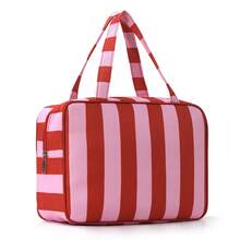 1 buah Tas Kosmetik Bergaris yang Dipersonalisasi, Nama Dapat Disesuaikan, Tas Perlengkapan Mandi Perjalanan Kapasitas Besar dengan Pegangan dan Pengait, Tas Penyimpanan Perlengkapan Mandi Portabel untuk Wanita - MultiWarna - View 11
