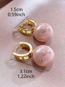 1 Pair Fashion Pink Beaded Rhinestone Decorated Earrings, Suitable For Girls To Wear At Parties Or As Gifts For Friends - Pink - View 6
