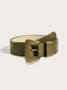 1 pieza Cinturón vintage verde oliva para mujer, cinturón con hebilla asimétrica de bronce, cinturón occidental, cinturones Y2K, cinturones bohemios, cinturón campestre, cinturón de vaquera, cinturones para vestidos de mujer, punk, accesorios, combina con vestidos, pantalones, vuelta al colegio, verano, festival de música, fiesta, vacaciones, otoño, campus, playa - A - Ver 2