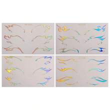 4 Sheets Y2K Eyeliner Style Metallic Silver Face Decor Stickers , Waterproof Eye Eyeliner Stickers For Festival Party Makeup - Multicolor - View 3